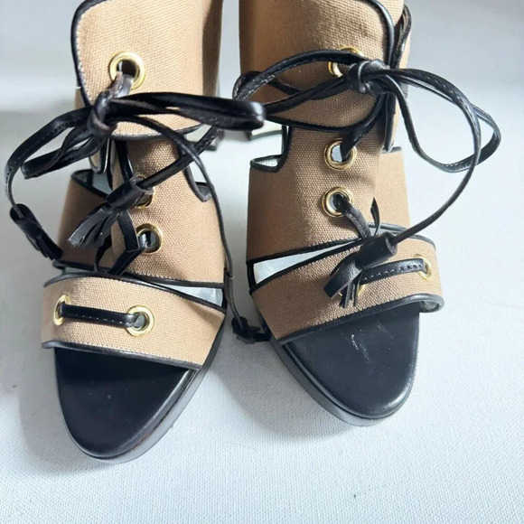 Ron White Canvas Strappy Safari Style High Heel Sandals - Picture 7 of 11